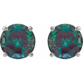 14K White 8 mm Lab-Grown Alexandrite Stud Earrings